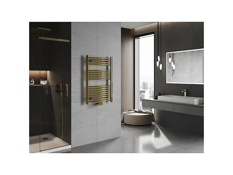 Mexen Ares radiador de casa de banho 900 x 600 mm, 342 W, dourado - W102-0900-600-00-50