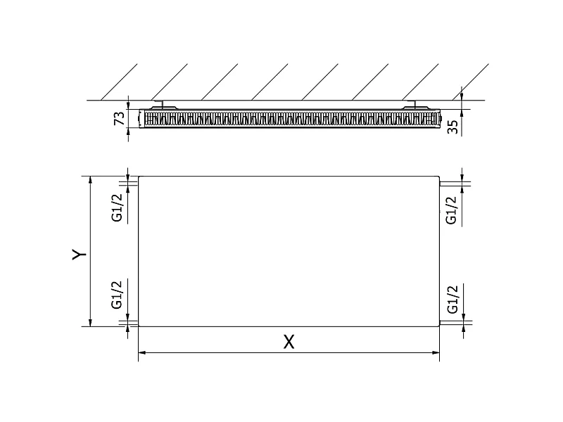 Mexen Flat CF21 panel radiator 400 x 1800 mm, side connection, 1428 W, white - W421F-040-180-00