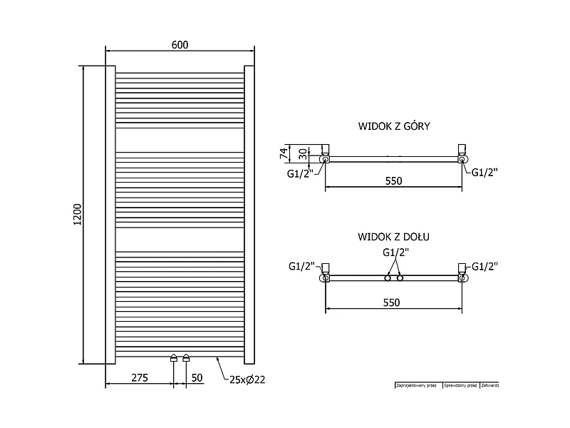 Mexen Mars radiador de casa de banho 1200 x 600 mm, 487 W, dourado - W110-1200-600-00-50
