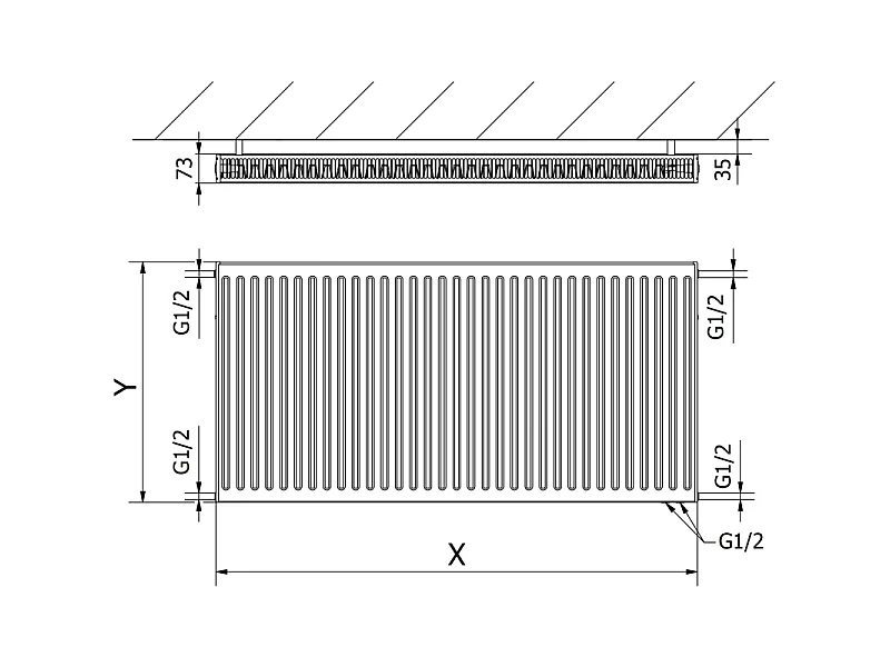 Mexen CV21 grzejnik płytowy 600 x 800 mm, podłączenie dolne, 1026 W, biały - W621-060-080-00