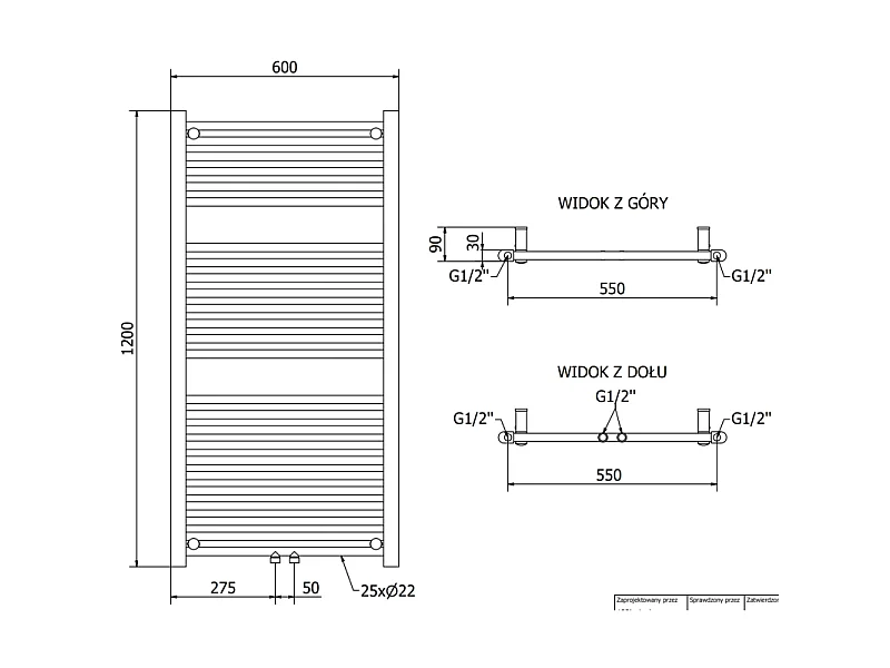 Mexen Mars radiateur de salle de bain 1200 x 600 mm, 617 W, blanc - W110-1200-600-00-20