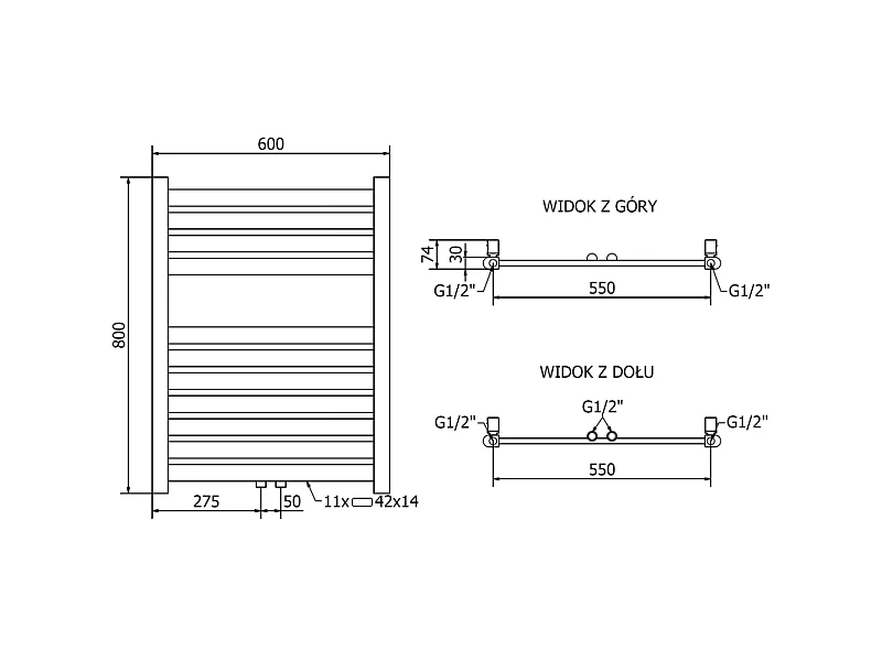 Mexen Uran radiateur électrique 800 x 600 mm, 300 W, doré - W105-0800-600-2300-50