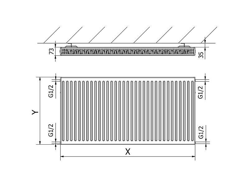 Mexen C21 panel radiator 400 x 500 mm, side connection, 463 W, white - W421-040-050-00