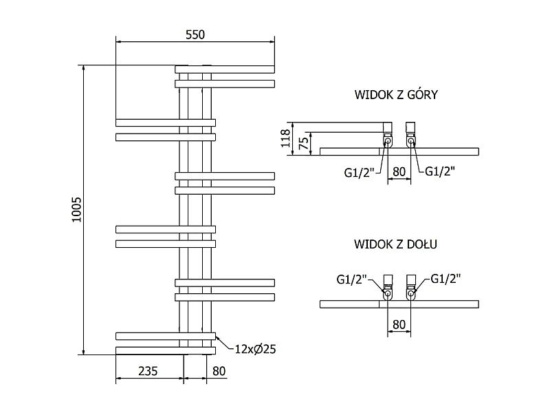 Mexen Jari radiateur électrique 1005 x 550 mm, 300 W, noir - W115-1005-550-2300-70
