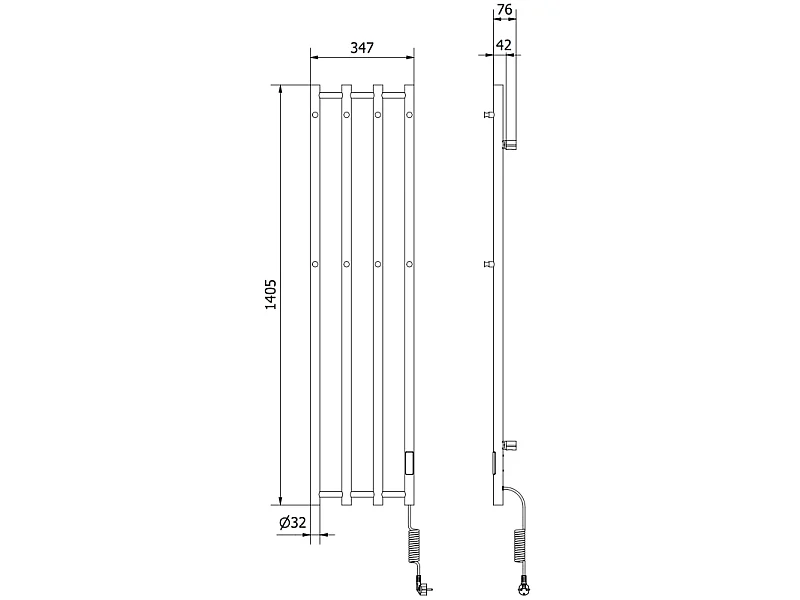 Mexen Pino električni radiator z obešalniki za brisače 1405 x 347 mm, 250 W, črn - W301-1405-347-00-70