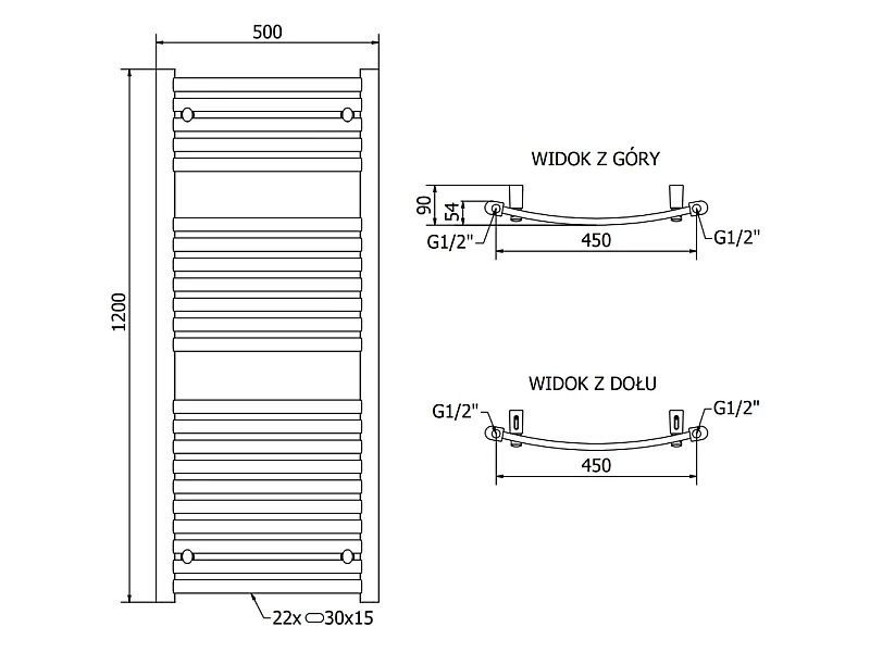 Mexen Helios radiateur électrique 1200 x 500 mm, 600 W, blanc - W103-1200-500-2600-20