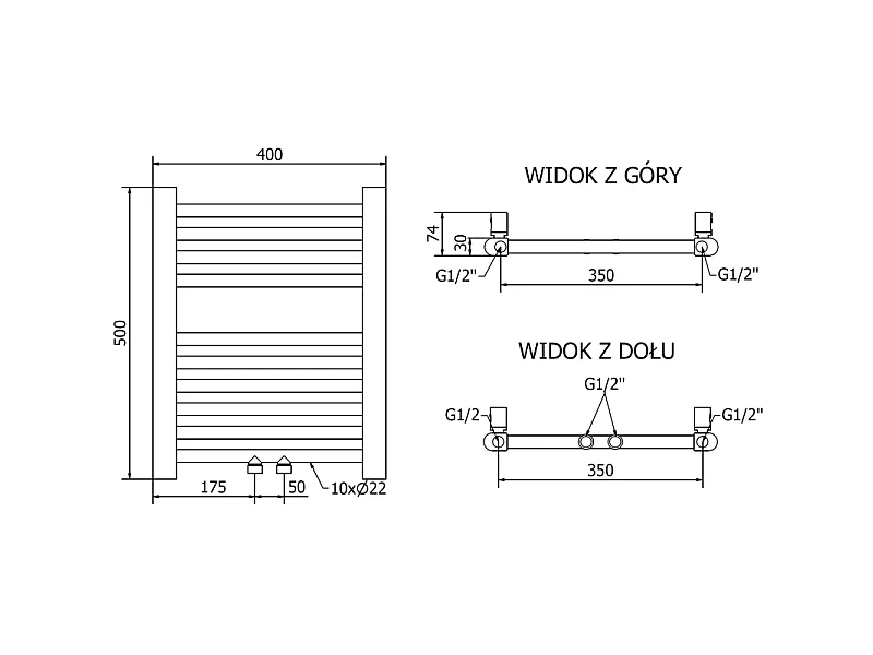 Mexen Mars radiateur électrique 500 x 400 mm, 300 W, doré - W110-0500-400-2300-50