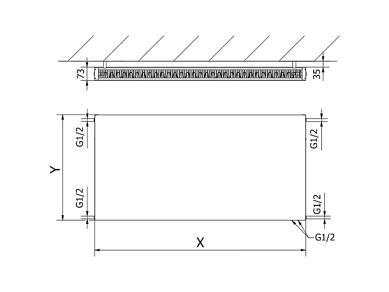 Mexen Flat CVF21 Panel Radiator 300 x 400 mm, Bottom Connection, 252 W, White - W621F-030-040-00