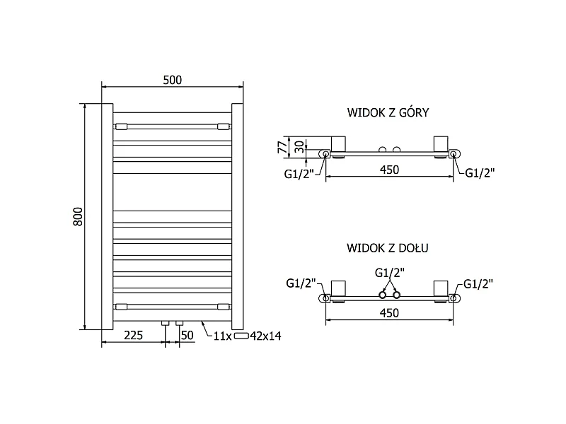 Mexen Uran radiateur électrique 800 x 500 mm, 300 W, chrome - W105-0800-500-2300-01