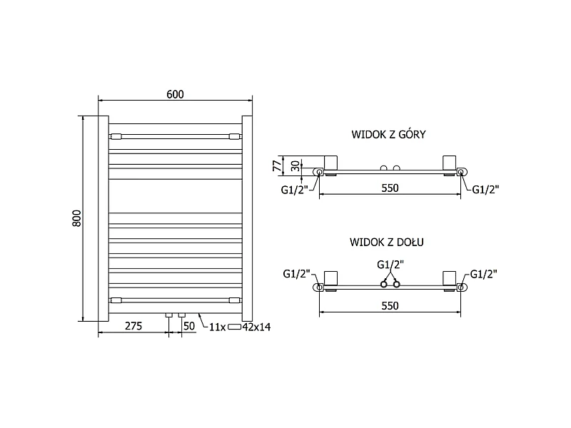 Mexen Uran radiateur électrique 800 x 600 mm, 300 W, chrome - W105-0800-600-2300-01