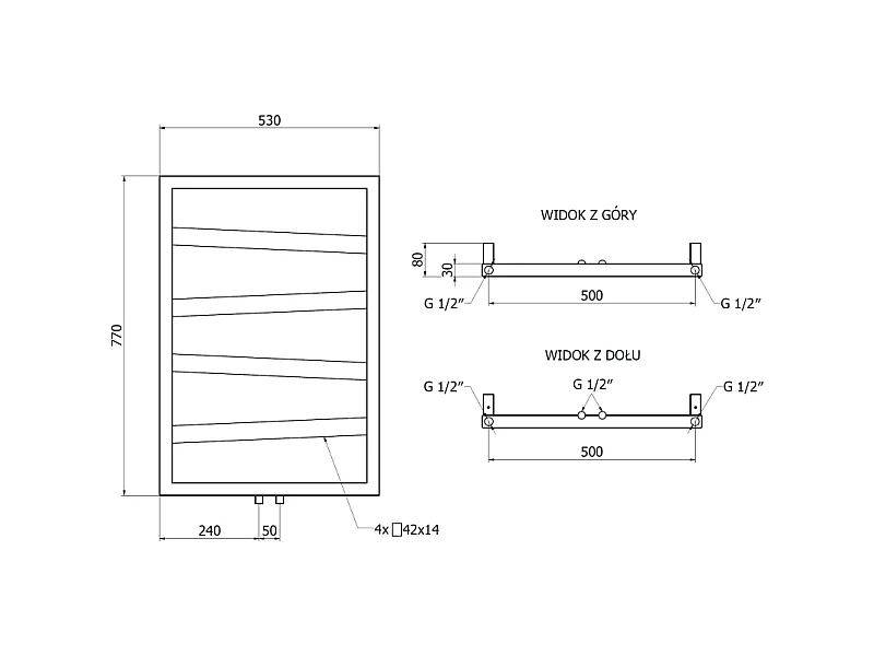 Mexen Zoom radiador decorativo de baño 770 x 530 mm, 275 W, blanco - W130-0770-530-00-20