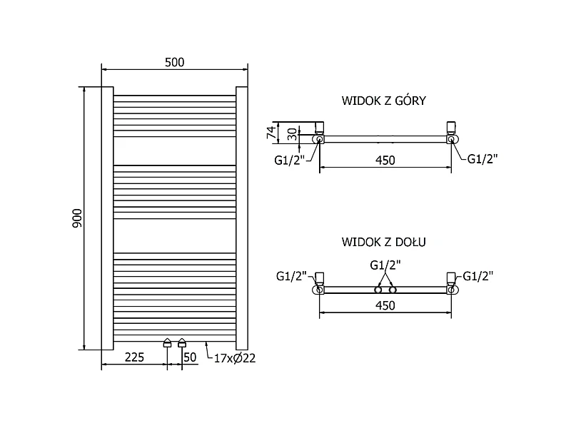 Mexen Mars radiateur électrique 900 x 500 mm, 300 W, doré - W110-0900-500-2300-50