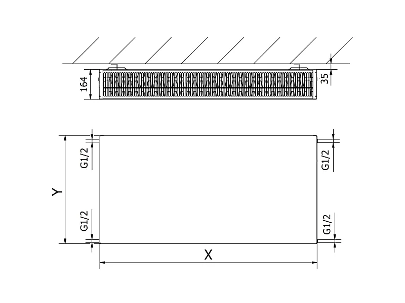 Mexen Flat CF33 panel radiator 600 x 1000 mm, side connection, 2201 W, white - W433F-060-100-00
