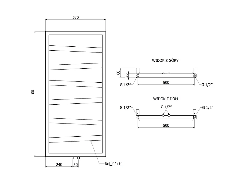 Mexen Zoom radiador decorativo de baño 1100 x 530 mm, 376 W, antracita - W130-1100-530-00-66