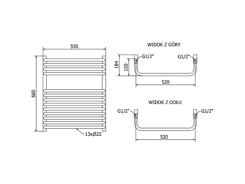 Mexen Apollo badeværelsesradiator 660 x 550 mm, 386 W, sort - W117-0660-550-00-70