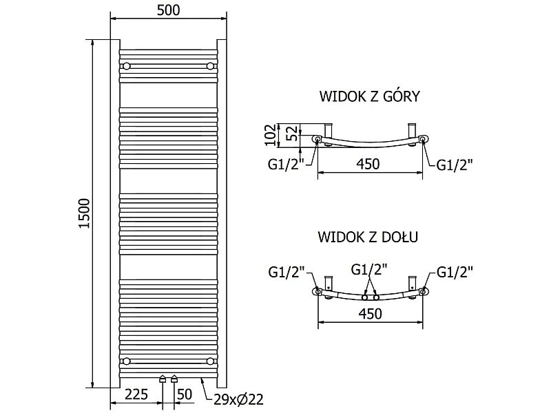Mexen Ares radiateur électrique 1500 x 500 mm, 600 W, noir - W102-1500-500-6600-70