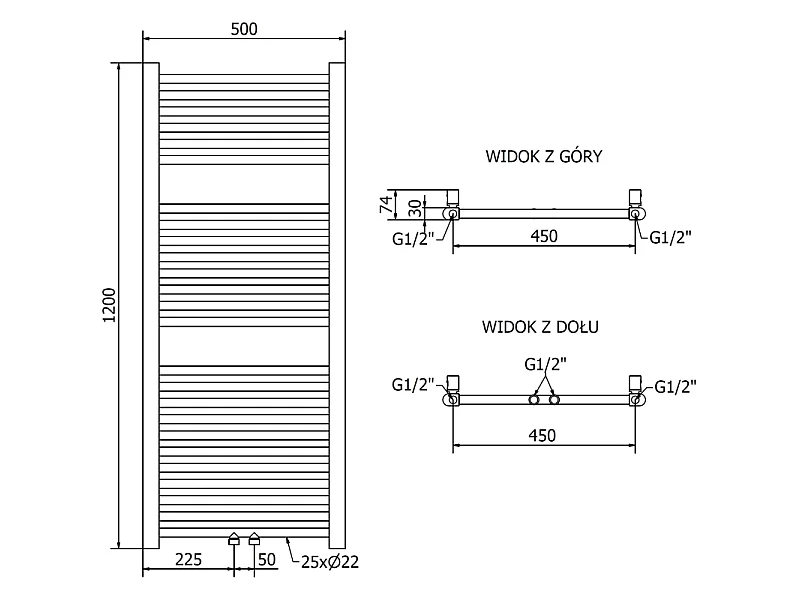 Mexen Mars radiador de casa de banho 1200 x 500 mm, 417 W, dourado - W110-1200-500-00-50