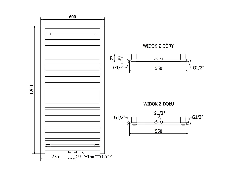 Mexen Uran radiateur électrique 1200 x 600 mm, 600 W, blanc - W105-1200-600-2600-20