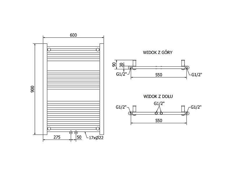 Mexen Mars radiateur électrique 900 x 600 mm, 300 W, chrome - W110-0900-600-2300-01