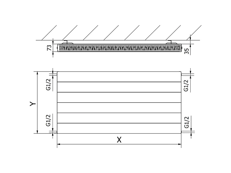 Mexen Line CL21 panel radiator 600 x 2000 mm, side connection, 2419 W, white - W421L-060-200-00