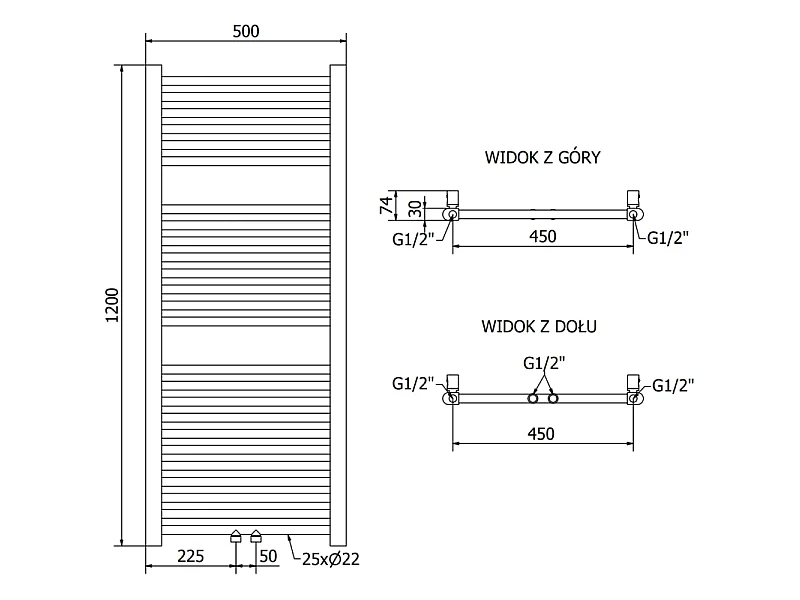 Mexen Mars radiateur électrique 1200 x 500 mm, 500 W, noir - W110-1200-500-6500-70