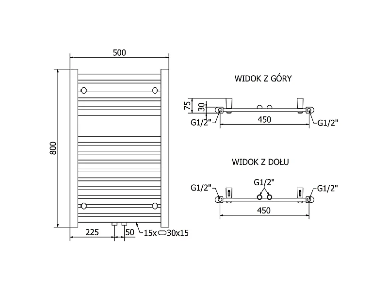 Mexen Hades radiateur électrique 800 x 500 mm, 300 W, chromé - W104-0800-500-2300-01