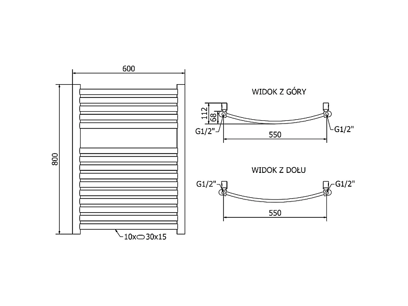 Mexen Helios badeværelsesradiator 800 x 600 mm, 354 W, gylden - W103-0800-600-00-50
