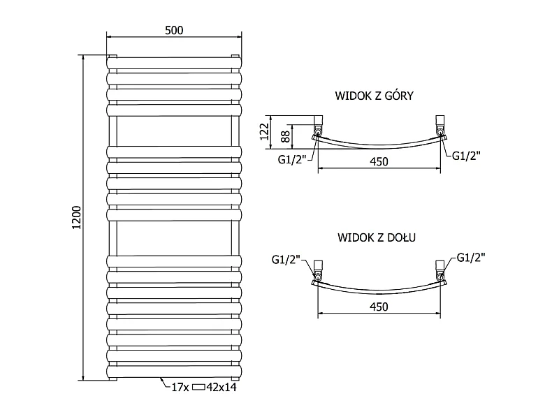 Mexen Bachus radiateur électrique 1200 x 500 mm, 600 W, noir - W109-1200-500-2600-70