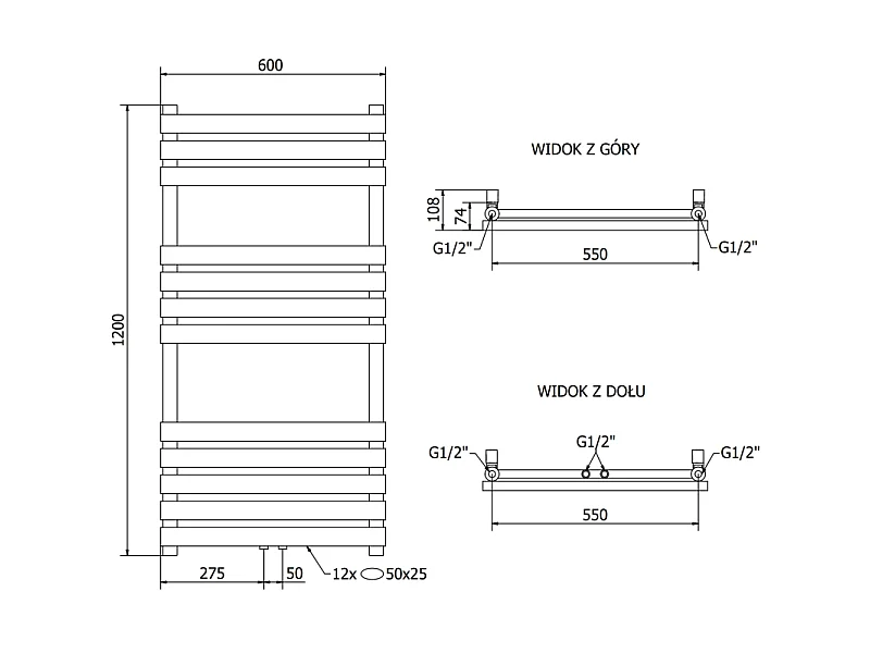 Mexen Jowisz radiateur électrique 1200 x 600 mm, 600 W, blanc - W107-1200-600-2600-20