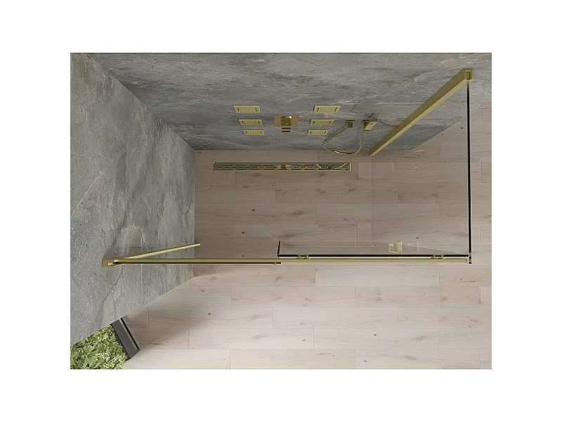 Mexen Omega schuifbare douchecabine 140 x 80 cm, transparant, goud - 825-140-080-50-00