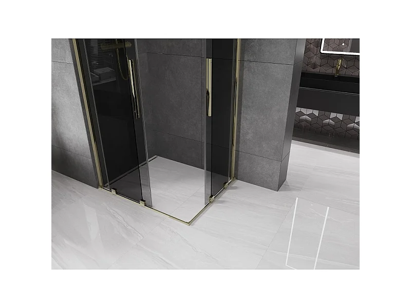 Mexen Velar Duo kabina prysznicowa rozsuwana 100 x 90 cm, grafit, złota - 871-100-090-42-50