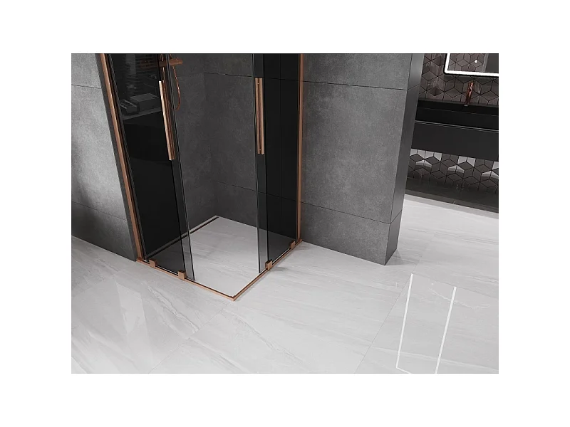Mexen Velar Duo schuifdouchecabine 100 x 100 cm, grafiet, geborsteld koper - 871-100-100-42-65