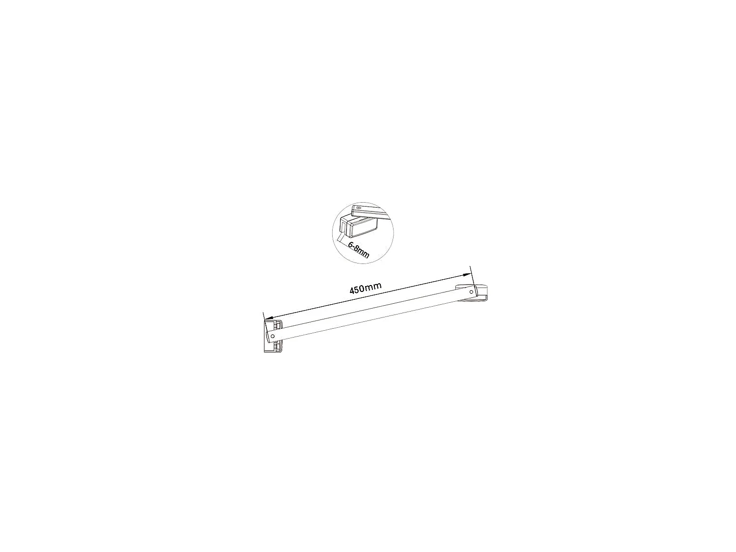 Paroi de douche à l'italienne 90x200cm en verre 8mm securit anticalcaire, avec barre de fixation d'angle 45cm - Noir Mat