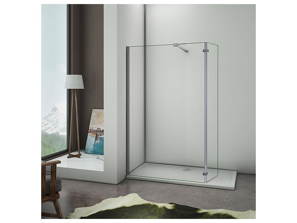 Paroi de douche avec retour pivotant 100+40x200cm, charnières, paroi de