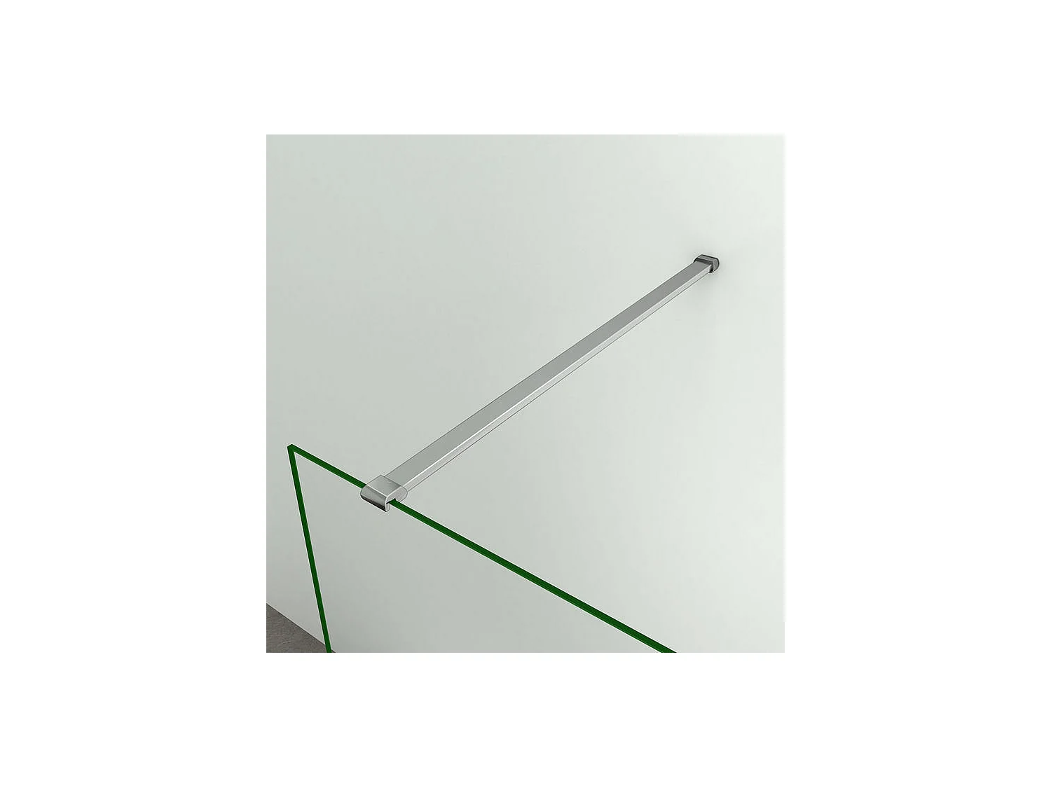 Paroi de douche à l'italienne 30x200cm avec barre de fixation 140cm recoupable - Chromé - Verre 8mm trempé transparent