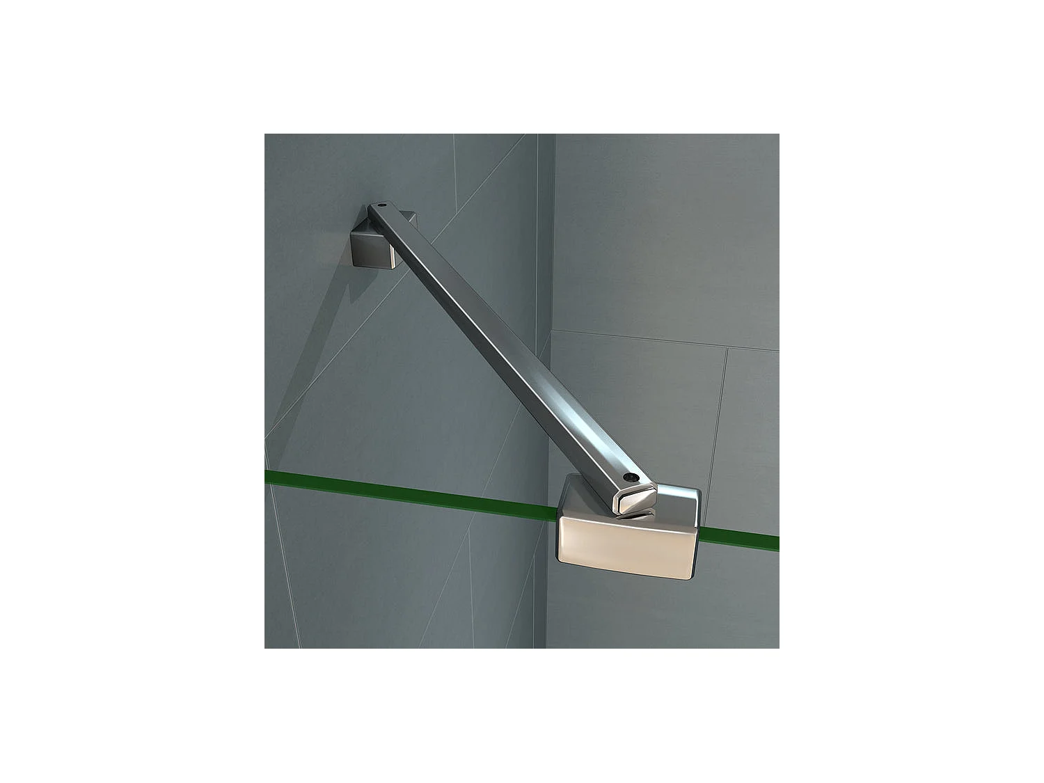 Paroi de douche à l'italienne 70+40x200cm avec retour pivotant - Verre 8mm trempé - Avec barre de fixation d'angle 45cm