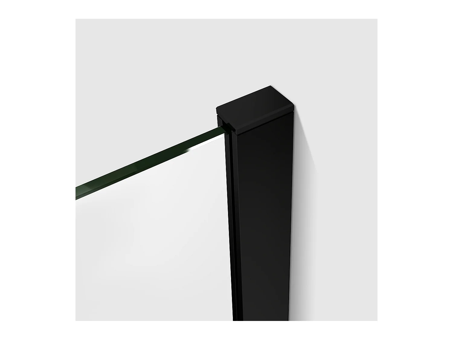 Paroi de douche à l'italienne 110x200cm en verre 8mm securit anticalcaire, avec barre de fixation 140cm en carré - Noir Mat