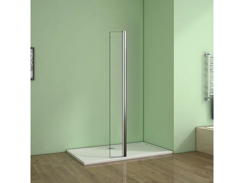 Inloop douchewand 70+40x200cm met lange retour - 8mm hard glas - met 140cm bevestigingsstang die op maat kan worden gesneden