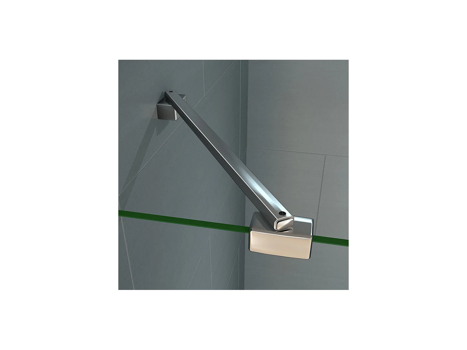 Paroi de douche à l'italienne 80x200cm avec barre de fixation d'angle 45cm - Chromé - Verre 8mm trempé transparent