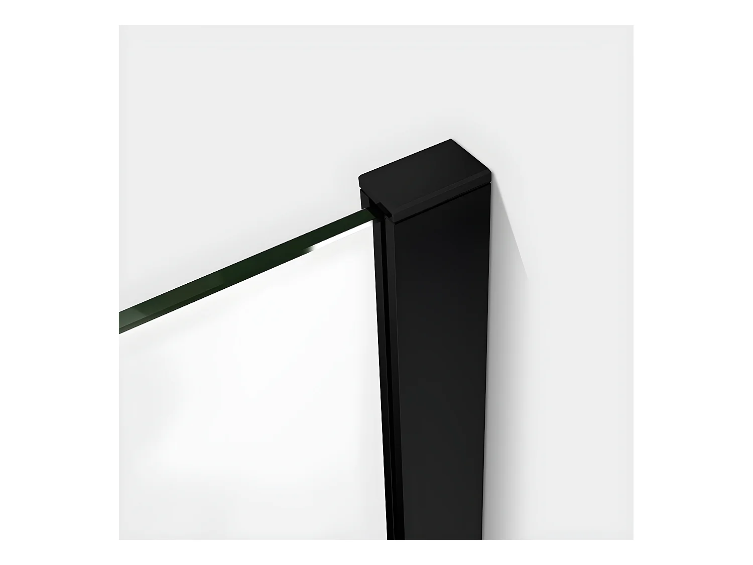 Paroi de douche à l'italienne 70x200cm en verre 8mm securit anticalcaire, avec barre de fixation 140cm en carré - Noir Mat