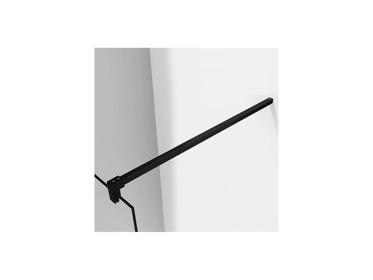 Paroi de douche à l'italienne 70x200cm en verre 8mm securit anticalcaire, avec barre de fixation 140cm en carré - Noir Mat
