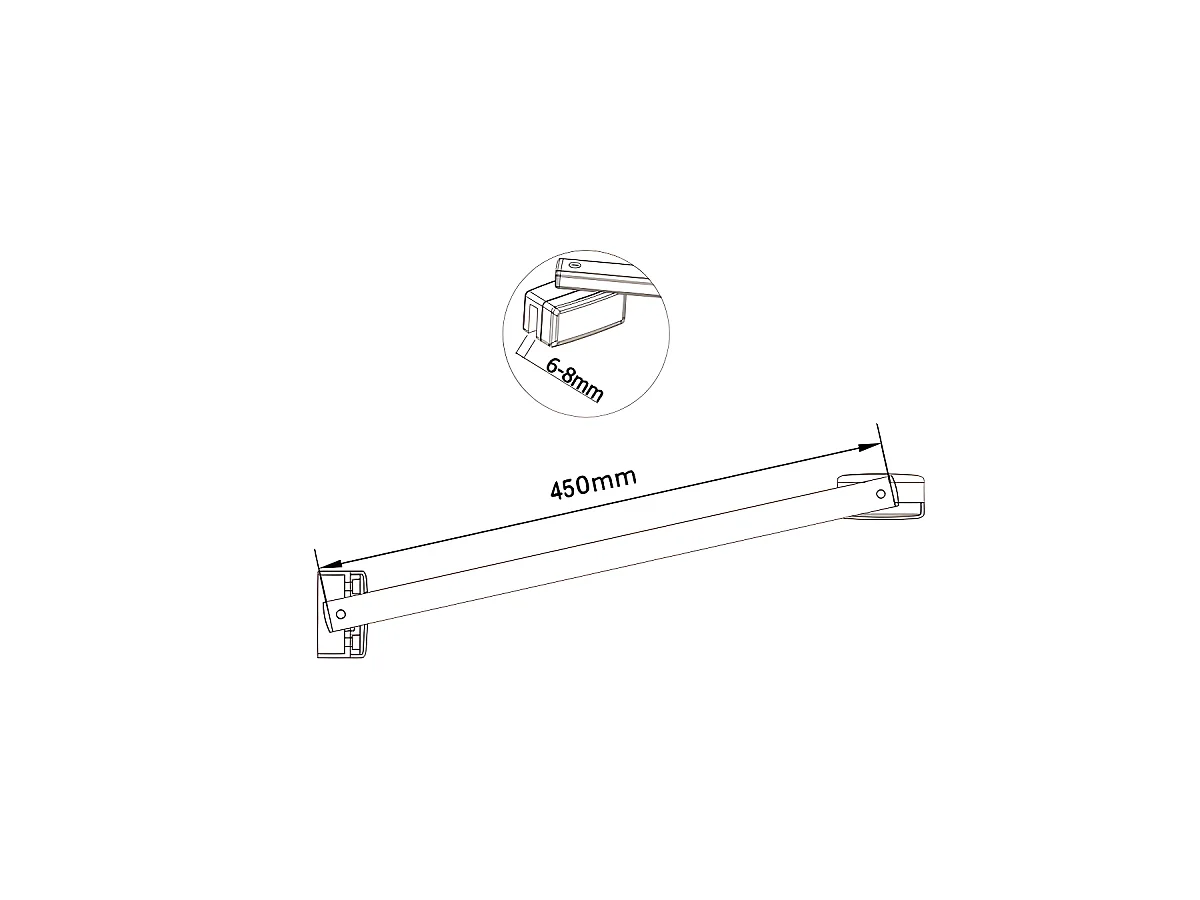 Paroi de douche à l'italienne 70x200cm en verre 8mm securit anticalcaire, avec barre de fixation d'angle 45cm - Noir Mat