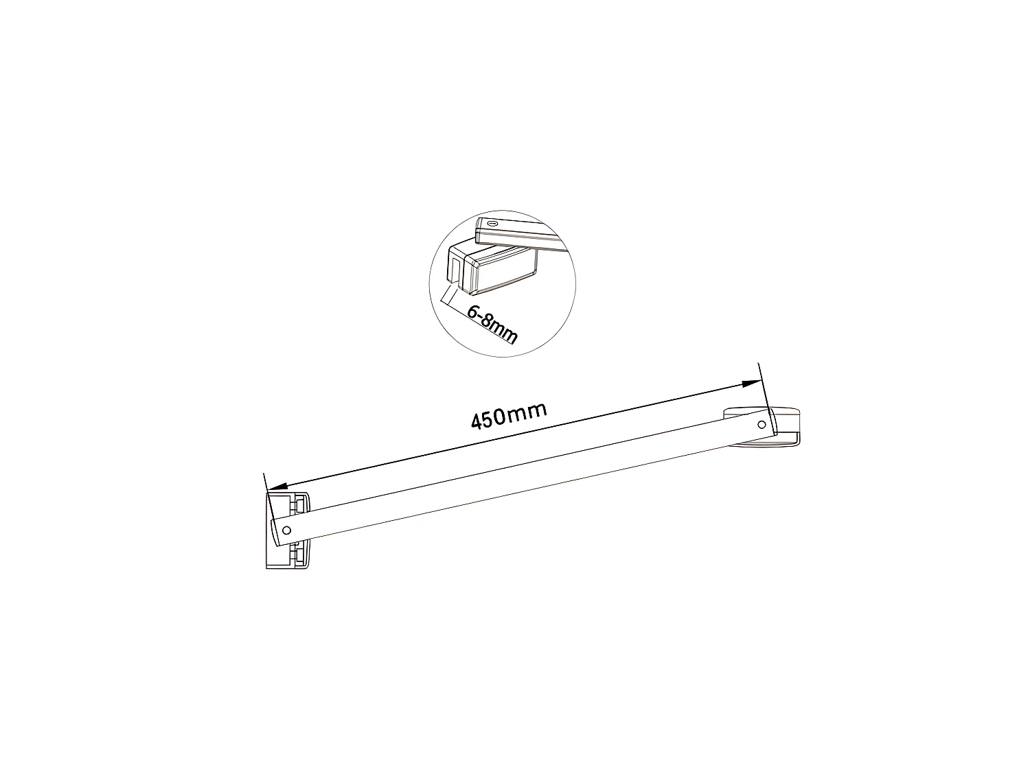 Paroi de douche à l'italienne 70x200cm en verre 8mm securit anticalcaire, avec barre de fixation d'angle 45cm - Noir Mat