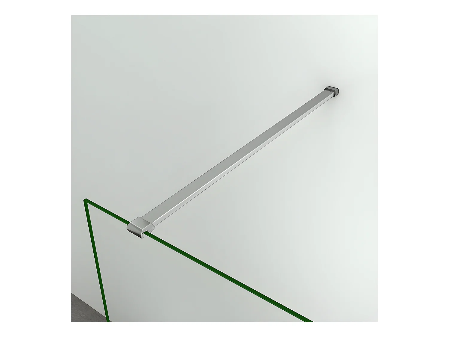 Paroi de douche à l'italienne 140x200cm avec barre de fixation 140cm recoupable - Chromé - Verre 8mm trempé transparent