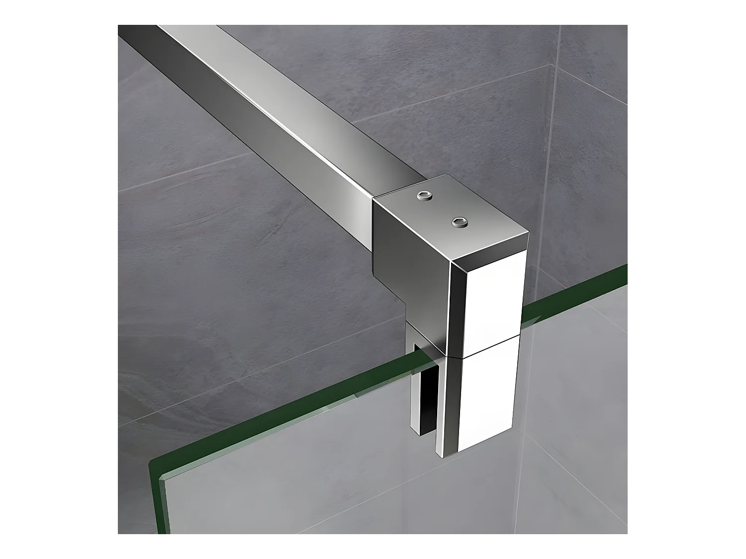 Paroi de douche à l'italienne 140x200cm - 8mm verre trempé sablé - Avec barre de fixation 140cm en carré