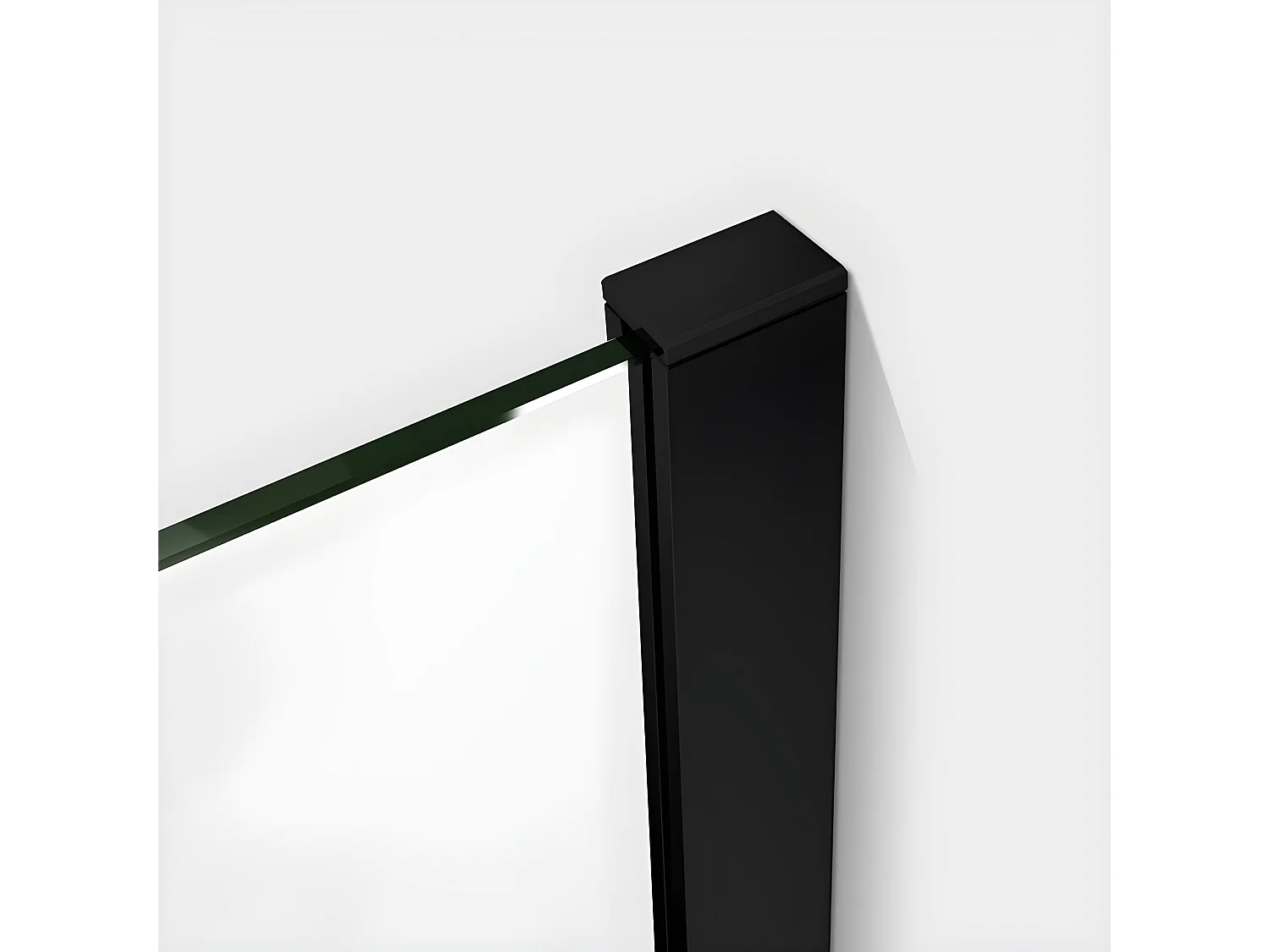 Paroi de douche à l'italienne 60x200cm en verre 8mm securit anticalcaire, avec barre de fixation 70-120cm en cylindrique - Noir Mat