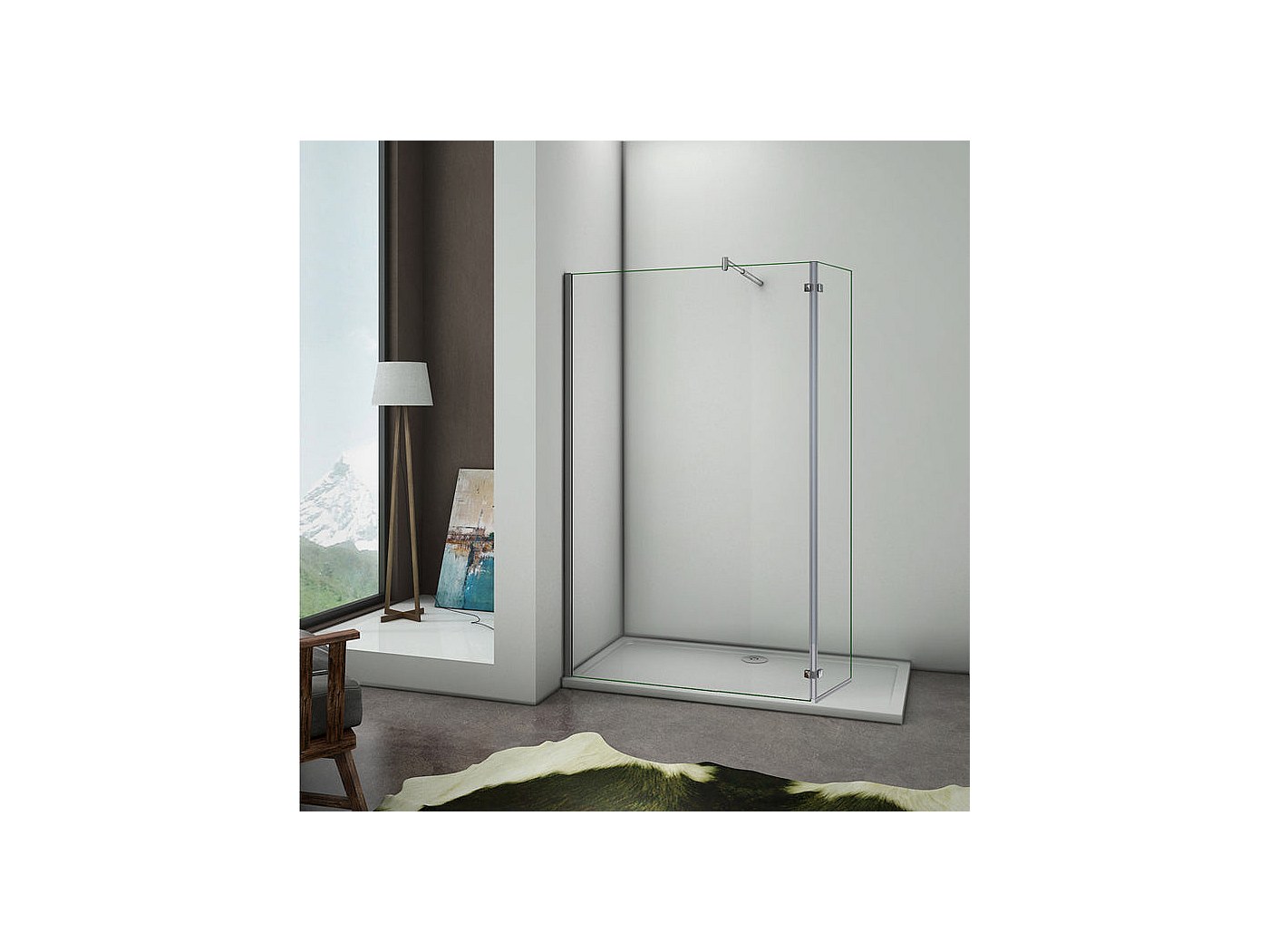 Paroi de douche avec retour pivotant 100+40x200cm, charnières, paroi de