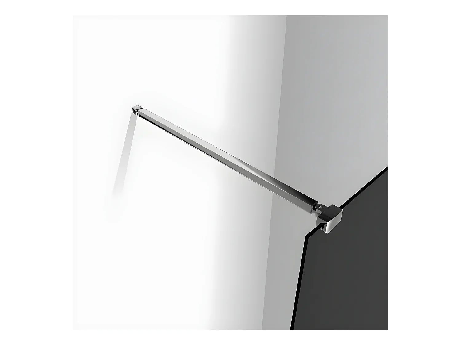 Paroi de douche grise 140x200cm à l'italienne avec barre de fixation 90cm Pince renforcée, en 8mm verre trempé anticalcaire