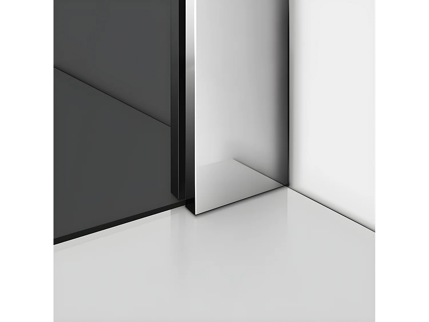 Paroi de douche grise 140x200cm à l'italienne avec barre de fixation 90cm Pince renforcée, en 8mm verre trempé anticalcaire