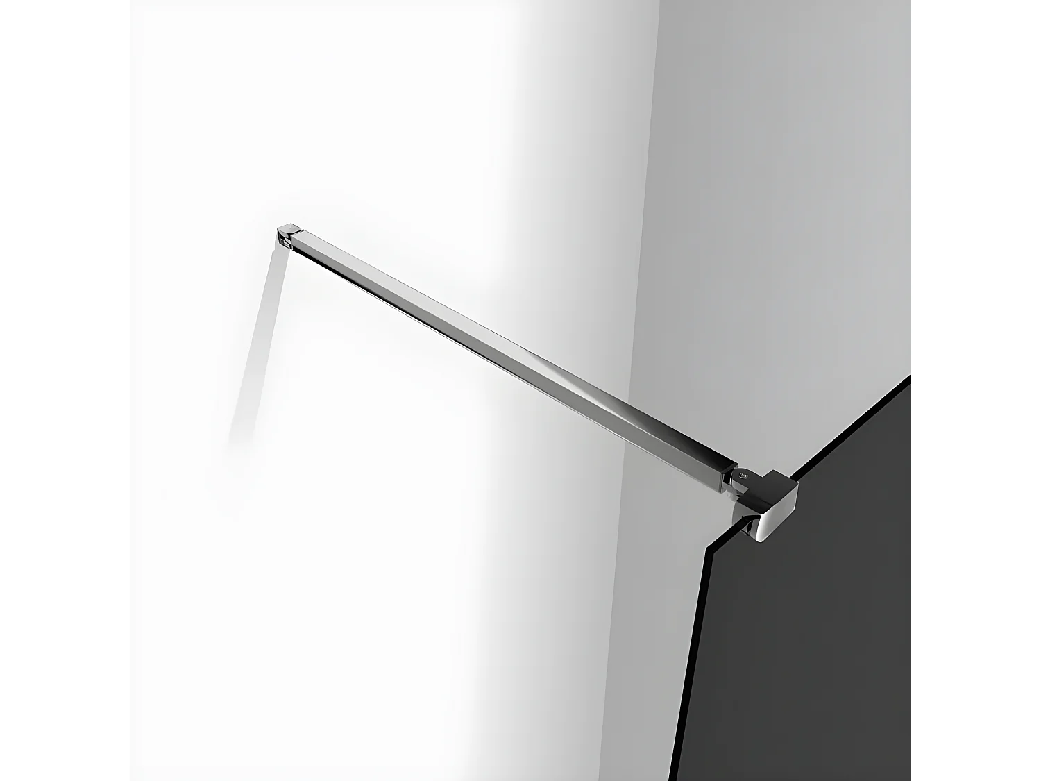 Paroi de douche grise 140x200cm à l'italienne avec barre de fixation 90cm Pince renforcée, en 8mm verre trempé anticalcaire